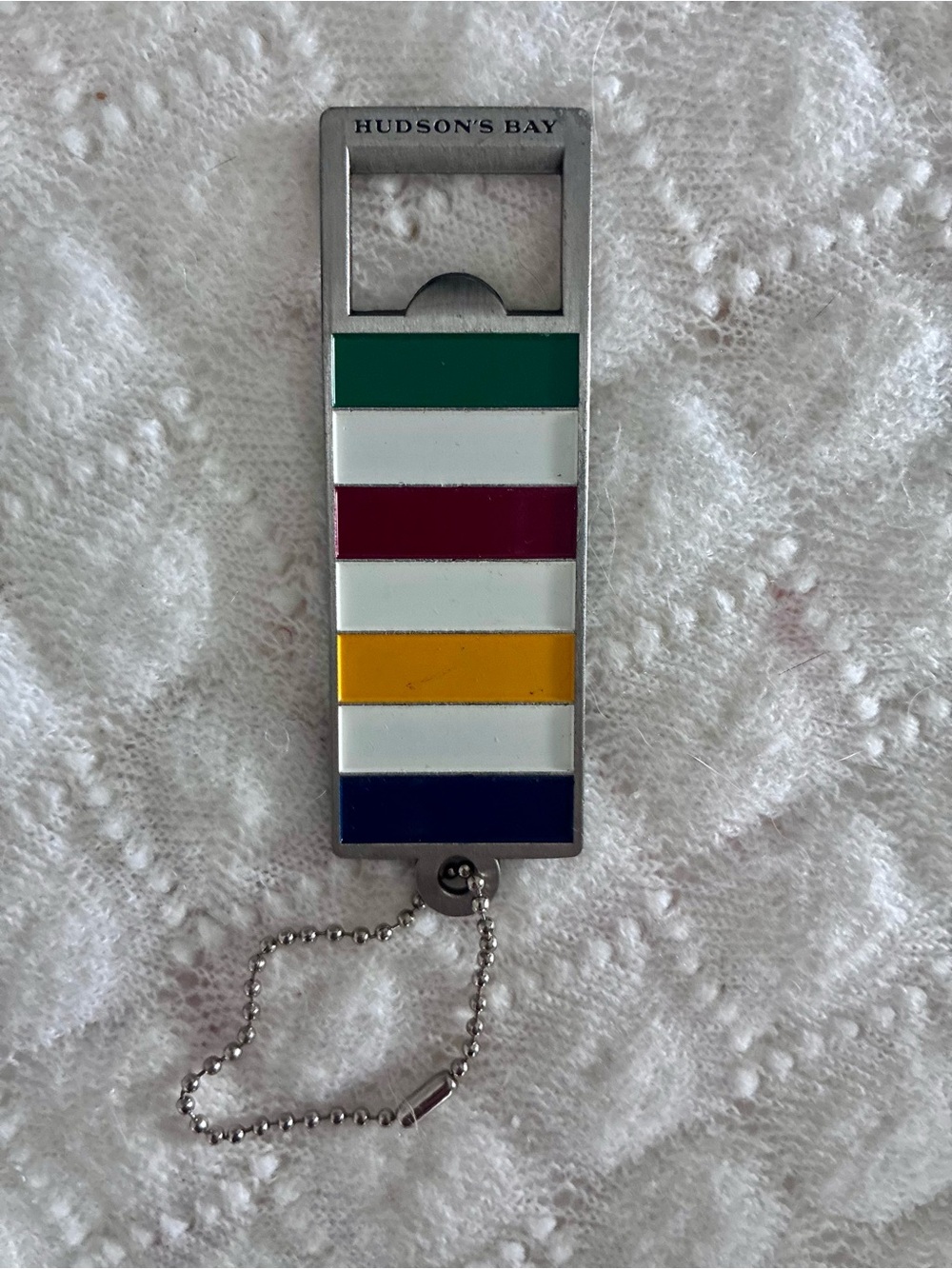 Hudson's Bay Enamel Stripe Bottle Opener Keychain